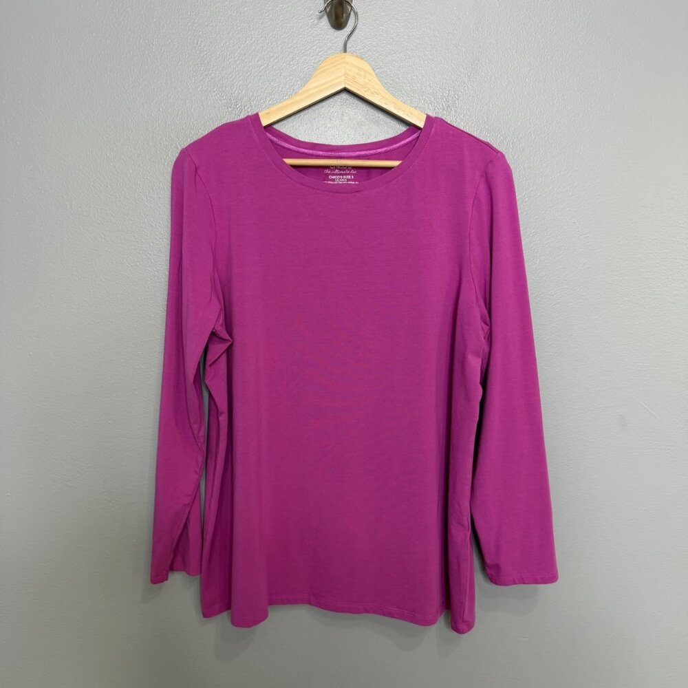 CHICO'S ultimate tee round neck long sleeve pima cotton modal size 3 US XL